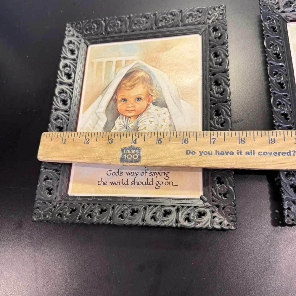 Vintage Black Scroll Plastic Frames Set of 2 Wall‎ Decor Nursery Baby No Glass